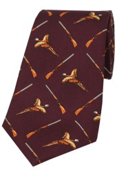 Soprano Green Silk Tie With Flying Pheasant Design game day shotgun  shooting 